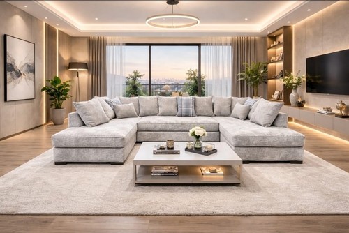 New shape sofa plus stool - new, u