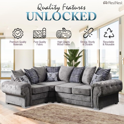 Corner sofa grey woven - sofa,